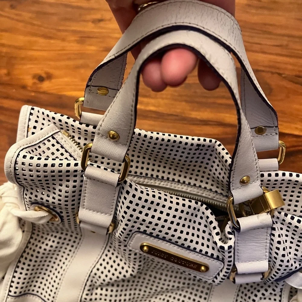 Juicy Couture White and Black Perforated Satchel